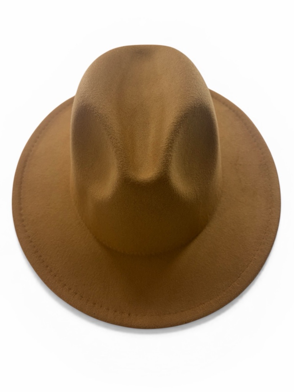 Women’s wide brim Beige, Brown Felt Fedora Hat, Mountian hat, OS - Picture 6 of 6